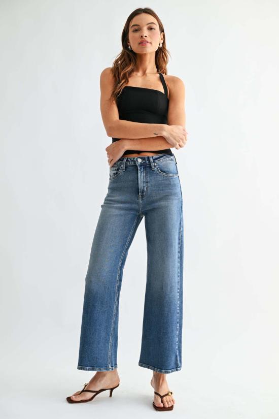  저스트 블랙 데님 데님 팬츠 JB 컬렉션 HR 와이드 레그 진 - JUST BLACK DENIM