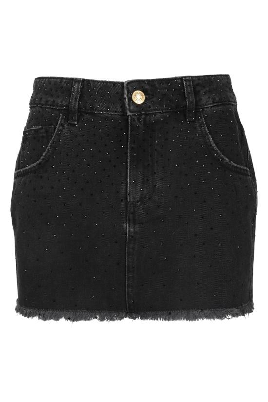  블루마린 숏 스커트 코튼 미니 스커트 블랙