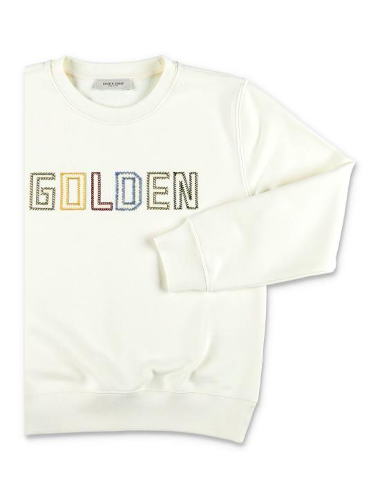  [키즈] 골든구스 풀오버 골든 구스 자수 로고 아동용 스웨트셔츠 헤리티지 화이트 - GOLDEN GOOSE