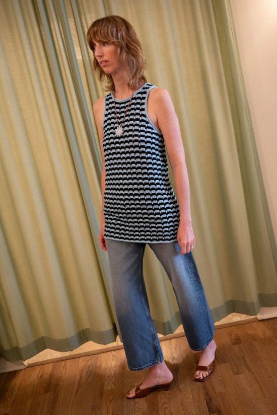  아뜰리에 델핀 숏 원피스 아틀리에 델핀 페랑 미니 드레스 아쿠아/블랙 - ATELIER DELPHINE