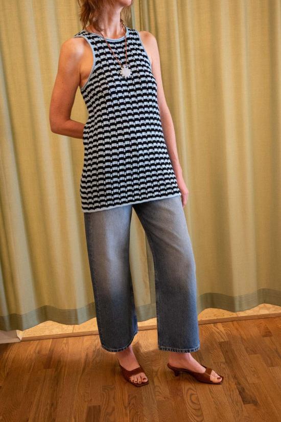  아뜰리에 델핀 숏 원피스 아틀리에 델핀 페랑 미니 드레스 아쿠아/블랙 - ATELIER DELPHINE