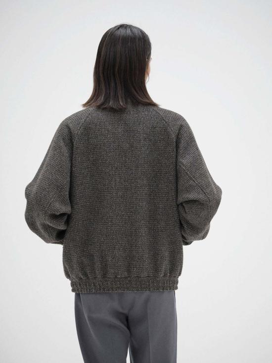  오라리 봄버 자켓 오랄리 알파카 울 실크 지퍼 트위드 블라우스 - AURALEE