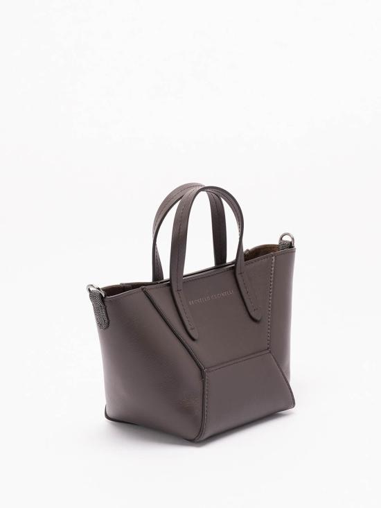 26SS 브루넬로 쿠치넬리 카프스킨 BC Duo 미니 백 모닐레 장식 MBXAD2675C8279 Dark Brown - BRUNELLO CUCINELLI
