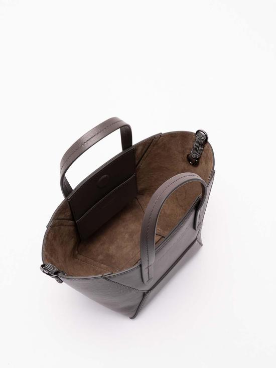 26SS 브루넬로 쿠치넬리 카프스킨 BC Duo 미니 백 모닐레 장식 MBXAD2675C8279 Dark Brown - BRUNELLO CUCINELLI