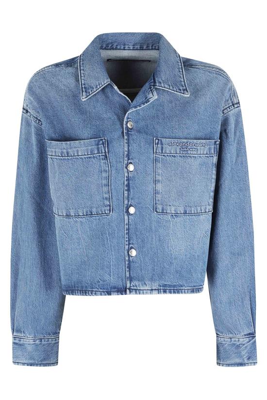  알렉산더 왕 데님 셔츠 크롭 긴팔 셔츠 블루