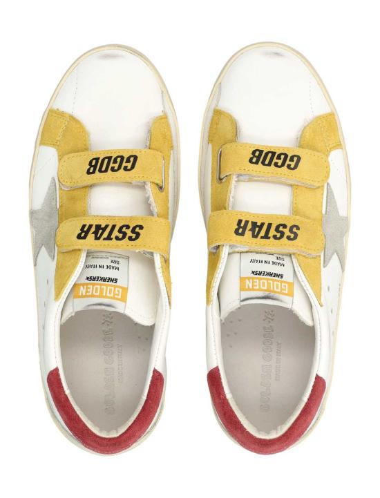  [키즈] 골든구스 스니커즈 골든 구스 아동용 올드 스쿨 가죽 스니커즈 화이트/아이스 - GOLDEN GOOSE