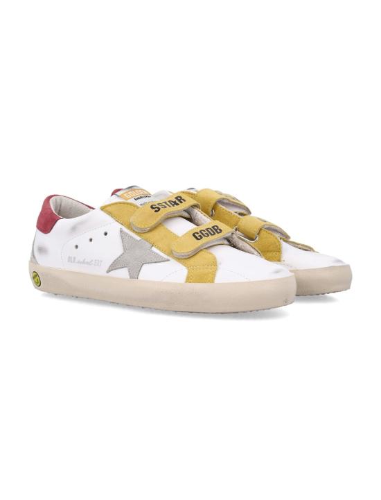  [키즈] 골든구스 스니커즈 골든 구스 아동용 올드 스쿨 가죽 스니커즈 화이트/아이스 - GOLDEN GOOSE