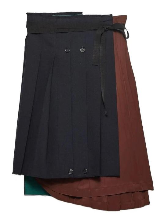 26SS 프라다 러쉬 스티치 패브릭 패치워크 스커트 P164IR19Q3SOOOF0008 Light Beige