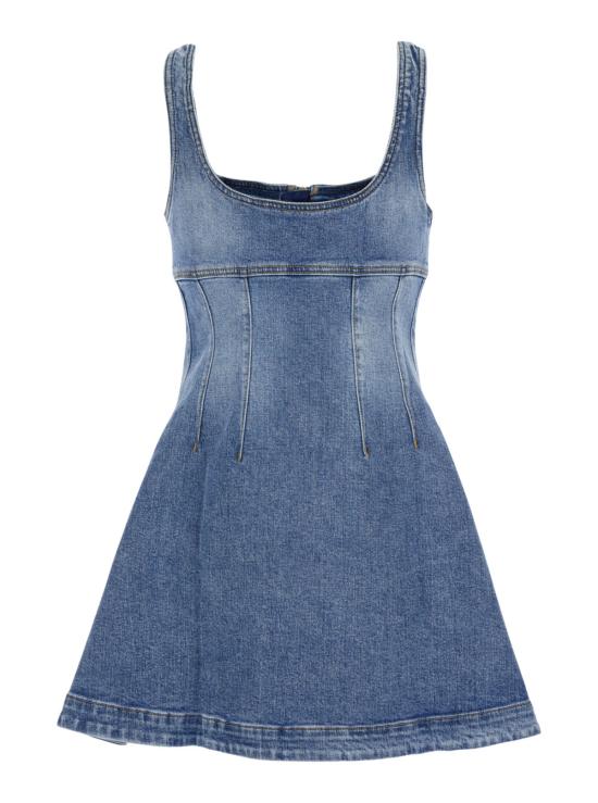  셀프 포트레이트 데님 원피스 앞지퍼 클로저 자수 로고 데님 드레스 블루 - SELF PORTRAIT