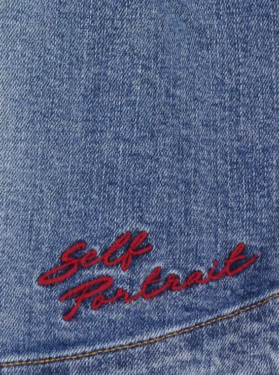  셀프 포트레이트 데님 원피스 앞지퍼 클로저 자수 로고 데님 드레스 블루 - SELF PORTRAIT