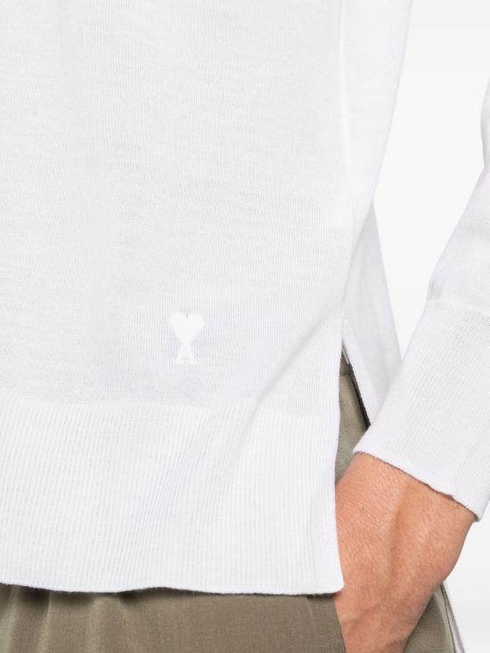 26SS 아미 씬 울 크루넥 아미 드 하트 스웨터 UKS856KN0066 136BLANCCREME - AMI