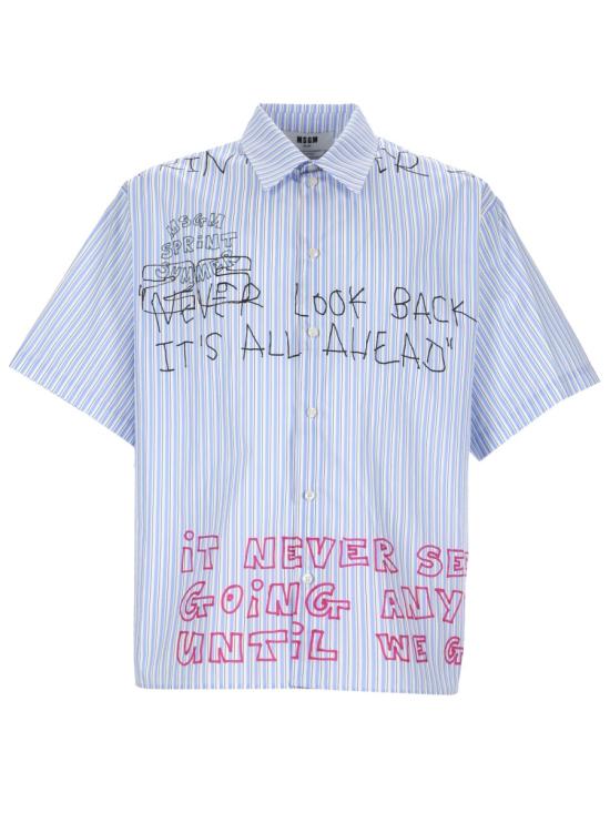 26SS 엠에스지엠 반팔 셔츠 4040ME17X 26705584 BLUE