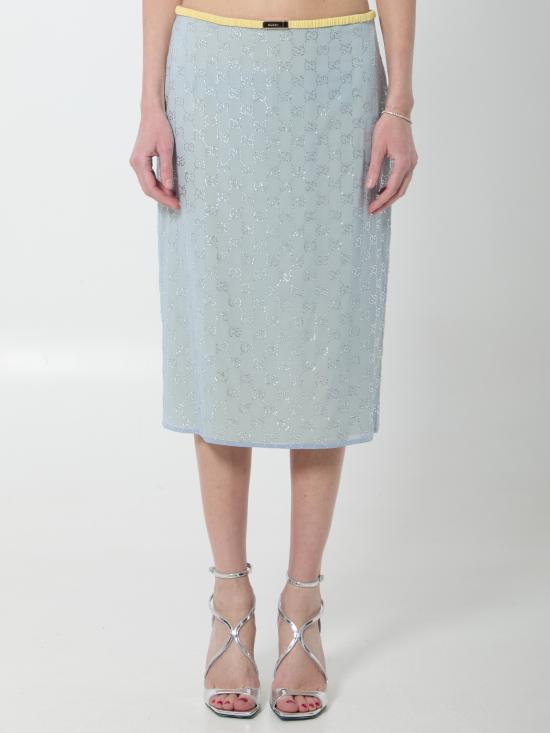 26SS 구찌 미디 스커트 855496ZARX2 4141 LIGHT BLUE