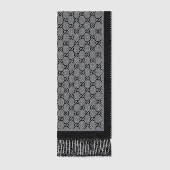 25FW 구찌 울 자카드 스카프 8355344G2001360 grey