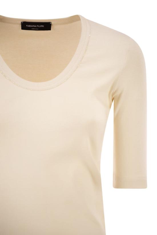 26SS 파비아나 필리피 반팔 저지 티셔츠 JED266F603L896 0145 BUTTER - FABIANA FILIPPI