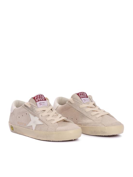  [키즈] 골든구스 스니커즈 골든 구스 슈퍼스타 아동용 라미네이트 스웨이드 갑피 가죽 및 힐 스니커즈 베이지색 - GOLDEN GOOSE