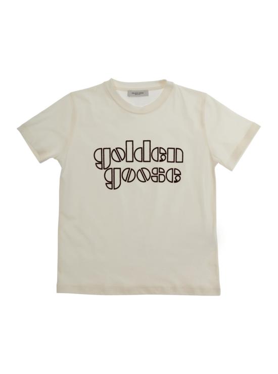  [키즈] 골든구스 티셔츠 골든 구스 키즈 Gkp01403 P00243311560 크루넥 티셔츠 (앞면에 로고 레터링) 화이트