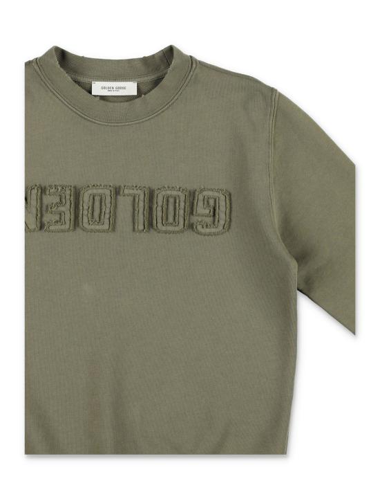  [키즈] 골든구스 풀오버 골든 구스 키즈 리버스 로고 스웨트셔츠 더스티 올리브 색상 - GOLDEN GOOSE