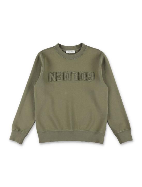  [키즈] 골든구스 풀오버 골든 구스 키즈 리버스 로고 스웨트셔츠 더스티 올리브 색상