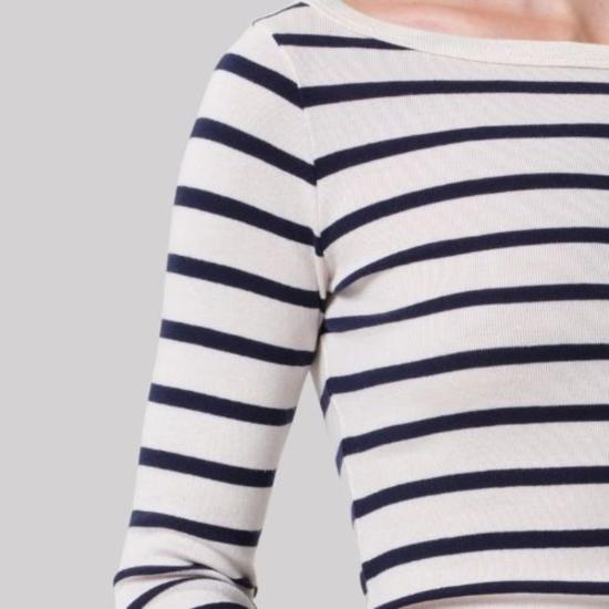  시티즌 오브 휴머니티 긴팔 티셔츠 보트넥 슬림 티셔츠 아주르 스트라이프 - CITIZEN OF HUMANITY