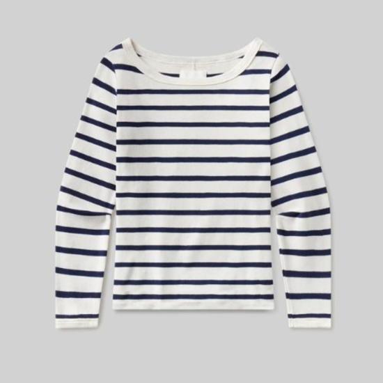  시티즌 오브 휴머니티 긴팔 티셔츠 보트넥 슬림 티셔츠 아주르 스트라이프 - CITIZEN OF HUMANITY