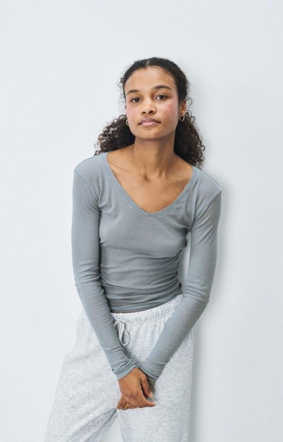  아메리칸 빈티지 긴팔 티셔츠 매사추세츠 긴팔 브이넥 티셔츠