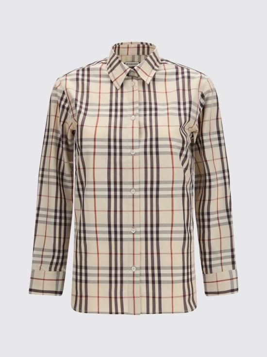 26SS 버버리 레귤러핏 체크 코튼 셔츠 8123706 Beige - BURBERRY