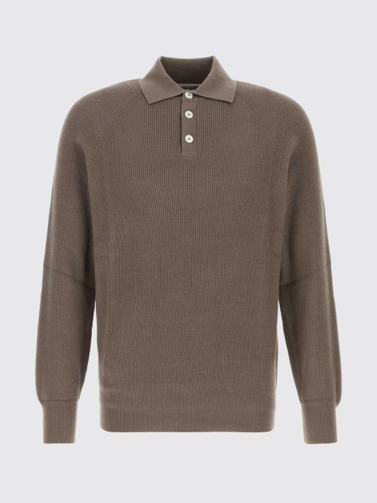 26SS 브루넬로 쿠치넬리 립 니트 폴로 셔츠 M29400105 CLL90 Hazel - BRUNELLO CUCINELLI