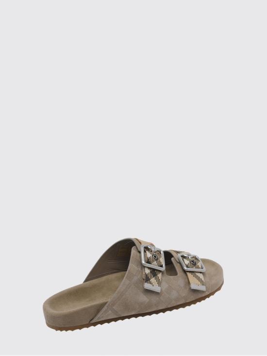 26SS 버버리 체크 스웨이드 얼친 샌들 8122994 Beige - BURBERRY