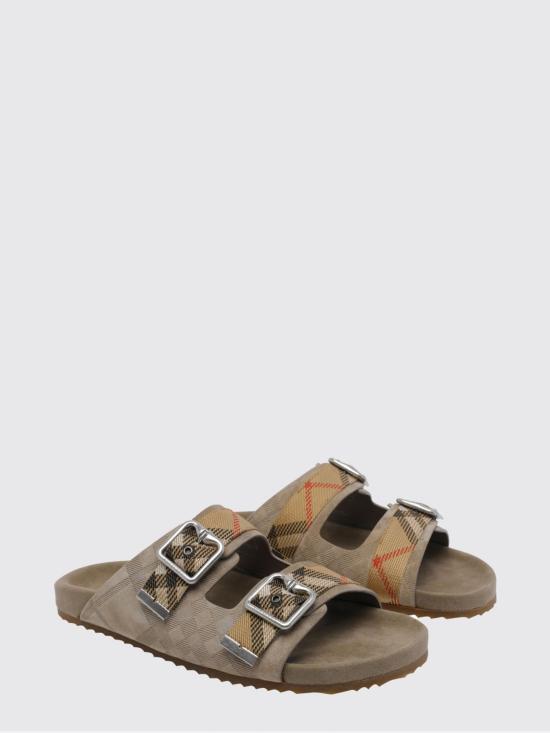 26SS 버버리 체크 스웨이드 얼친 샌들 8122994 Beige - BURBERRY