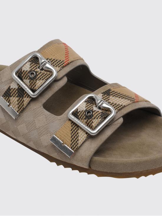 26SS 버버리 체크 스웨이드 얼친 샌들 8122994 Beige - BURBERRY