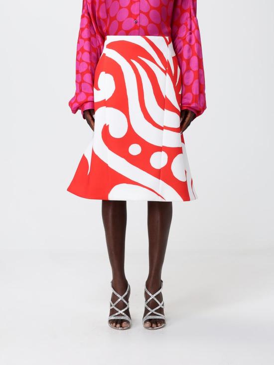 26SS 드리스 반 노튼 미디 스커트 0108953097 352 Red