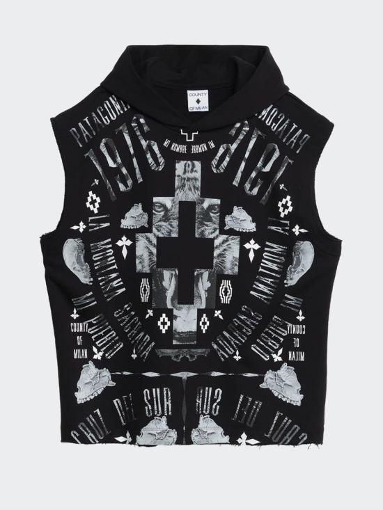 26SS 컨트리 오브 밀란 후드 티셔츠 S6CMMAHS040 110 Black - COUNTY OF MILAN