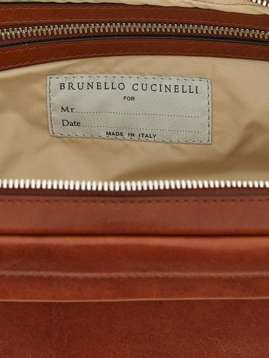 26SS 브루넬로 쿠치넬리 더블 지퍼 바케타 레더 뷰티 케이스 MWSHBU334 C9186 Brown - BRUNELLO CUCINELLI