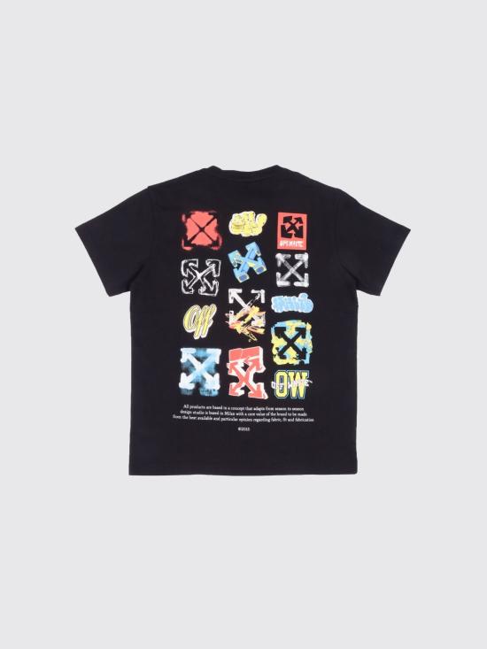 26SS [키즈] 오프화이트 티셔츠 OBAA002S26JER007 001 Black - OFF WHITE