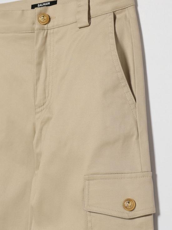 26SS [키즈] 발망 스트레이트 팬츠 BY6R00G0197 107 Beige - BALMAIN