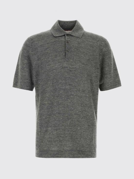 26SS 브루넬로 쿠치넬리 린넨 코튼 니트 폴로 셔츠 M2L00315 C2960 Grey - BRUNELLO CUCINELLI
