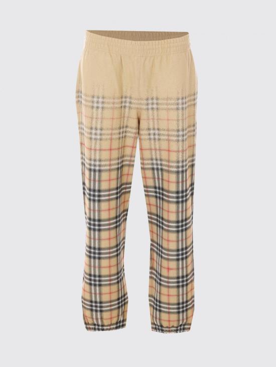 26SS 버버리 그라디언트 체크 코튼 조깅 팬츠 8119036 Beige - BURBERRY