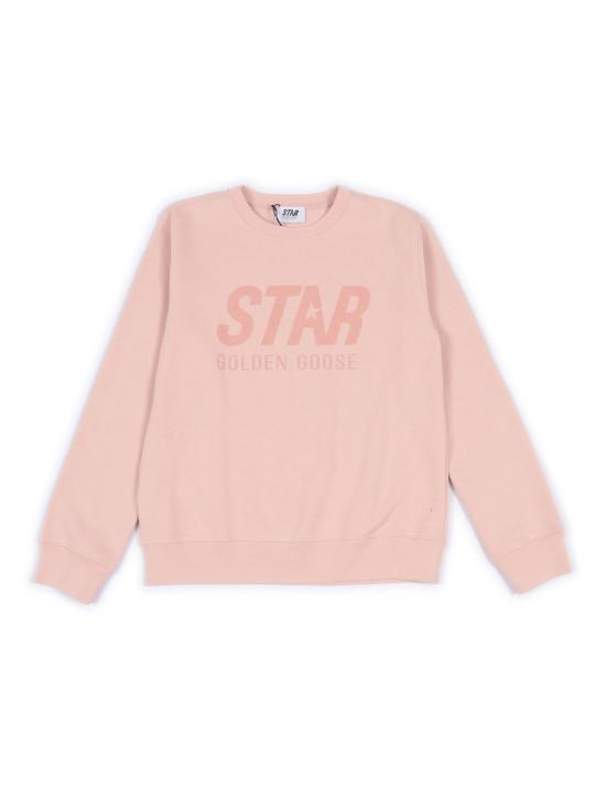  [키즈] 골든구스 풀오버 골든 구스 스타 걸즈 크루넥 레귤러 스웨트셔츠, 새 로고 프린트 핑크 - GOLDEN GOOSE