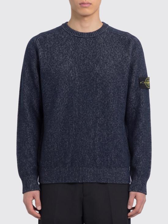 26SS 스톤 아일랜드 플래팅 립 코튼 부클 루즈핏 크루넥 점퍼 5100033S0N12 V0M20 Blue