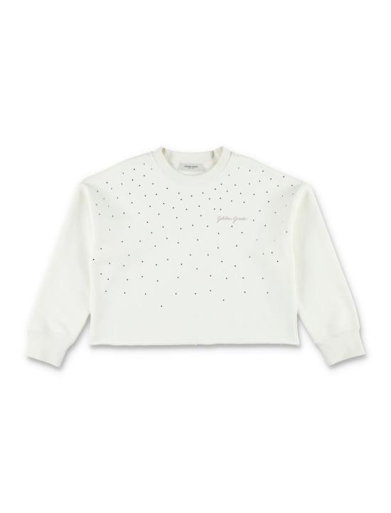  [키즈] 골든구스 풀오버 골든 구스 키즈 크롭 라인스톤 스웨트셔츠 헤리티지 화이트
