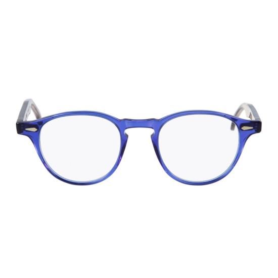  카돌 안경 옥스포드 반투명 블루 원형 프레임 안경 (메탈릭 액센트 포함)