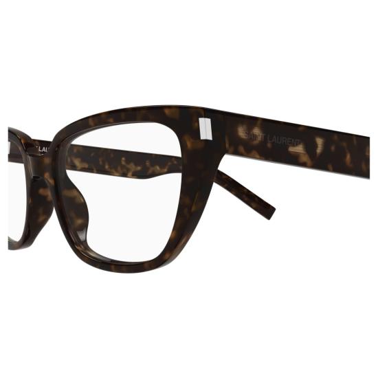 26SS 생로랑 안경 호피 무늬와 은색 장식이 돋보이는 직사각형 캣아이 - SAINT LAURENT