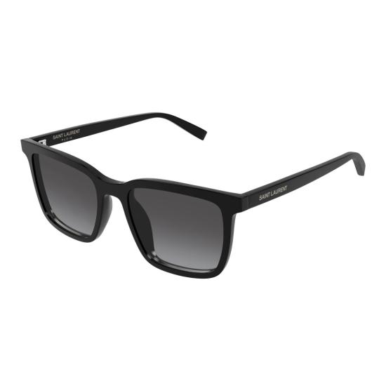 26SS 생로랑 선글라스 광택 있는 검정색 아세테이트 소재의 직사각형 - SAINT LAURENT