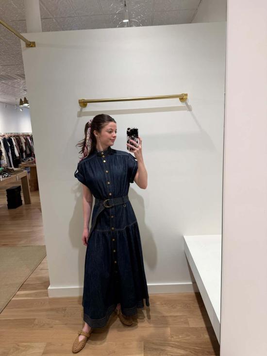  짐머만 롱 원피스 데님 미디 드레스 - ZIMMERMANN