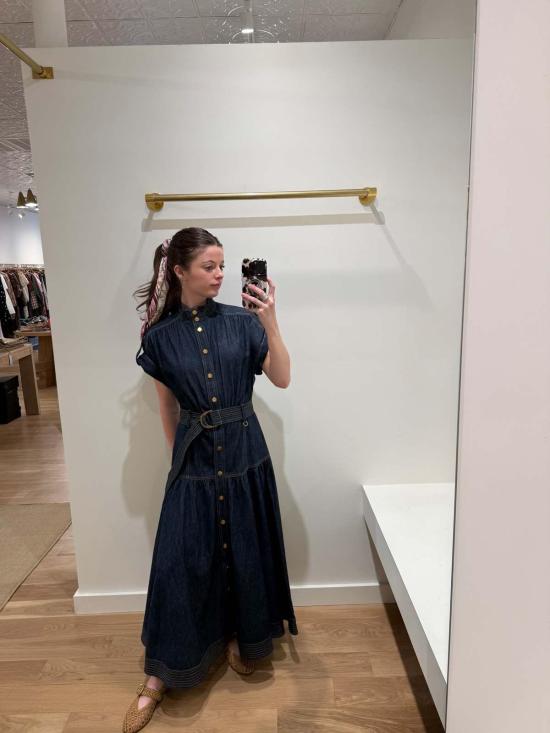  짐머만 롱 원피스 데님 미디 드레스 - ZIMMERMANN