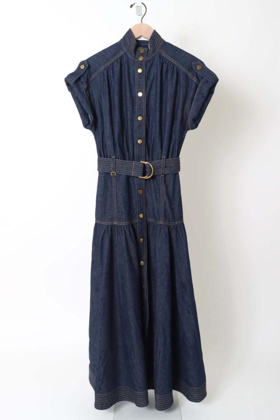  짐머만 롱 원피스 데님 미디 드레스