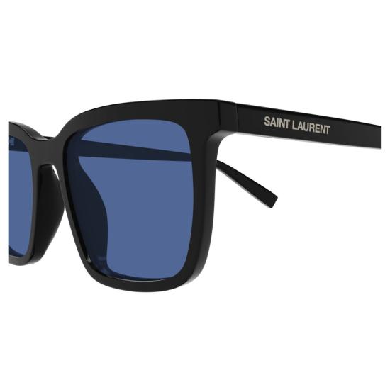 26SS 생로랑 선글라스 볼드한 직사각형 블랙 아세테이트 , 짙은 파란색 렌즈 - SAINT LAURENT