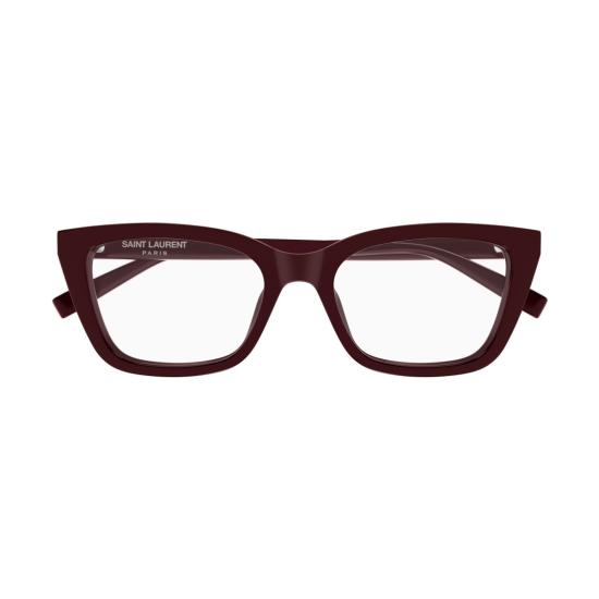 26SS 생로랑 안경 짙은 버건디 색상의 직사각형 프레임 안경