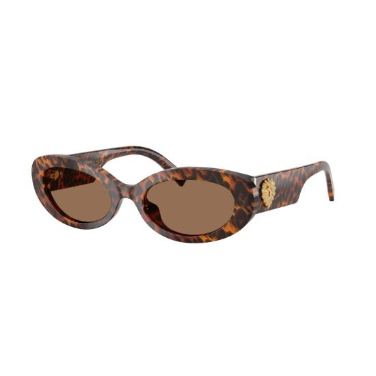 26SS 돌체앤가바나 선글라스 금색 엠블럼이 있는 호피무늬 타원형 - DOLCE & GABBANA